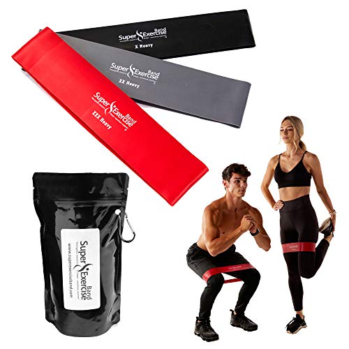 USA 14" x 3" Extra Long Latex Free Mini Loop Bands in 3, 5, 10 Pack Sets. 10 Strengths for Resistance Training, Stretching, Yoga, Toning. Plus an Exclusive iPhone App and E-Book. - color: d. HEAVY Strength Loop Band Assortment 3 PACK