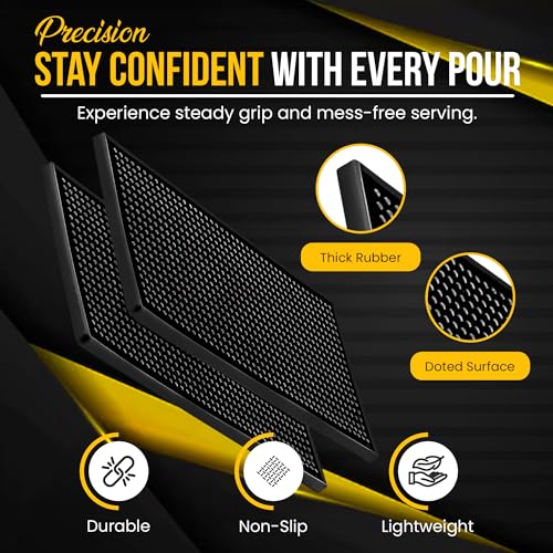 Rubber Service Bar Mat, Anti-slip12" x 6" Rubber Bar Spill Mat, 4 Pcs Premium PVC Pad for Kitchen, Restaurant, Countertop, Hotel, Beverages(4Pcs) - size: (12" x 6" -4Pcs)