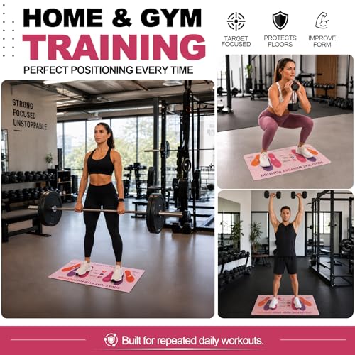 Squat Mat with Foot Position,Non-Slip Workout Mat for Squats & Leg Exercises, Improves Muscle Activation & Knee Support, Home Gym Fitness Mat,30 * 13.8"inch Squat Pad - color: Rose Pink
