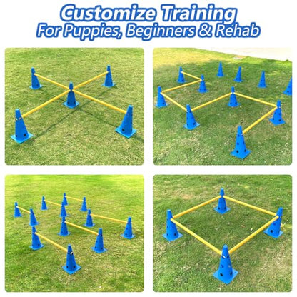 Dog Agility Cone Hurdle Set, 3 Adjustable Heights, 12 Pack - size: 12-Pack Hurdle Cone