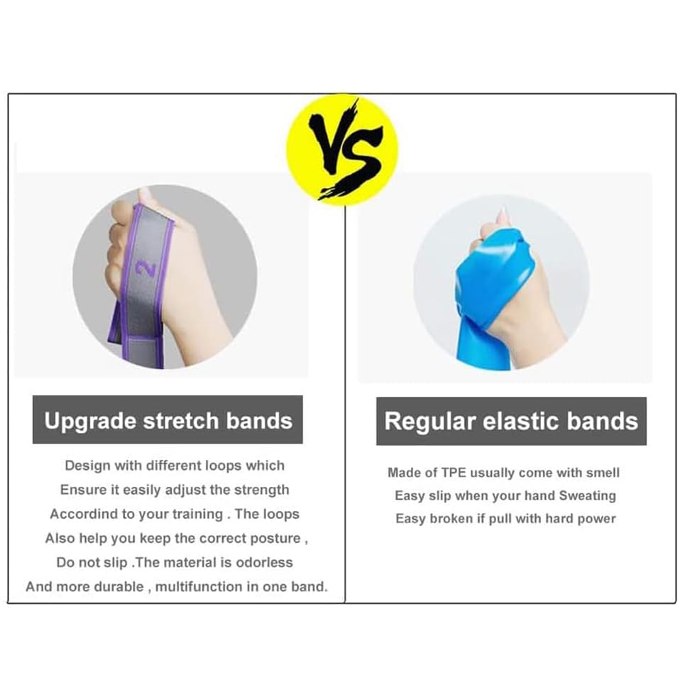 Stretching Strap with Loops, Improve Body Flexibility Elastic Yoga Stretching Strap Backbend Assist Trainer Leg Stretch Strap Home Gym Equipment for Pilates Splits Ballet Dance Gymnastics Rehab