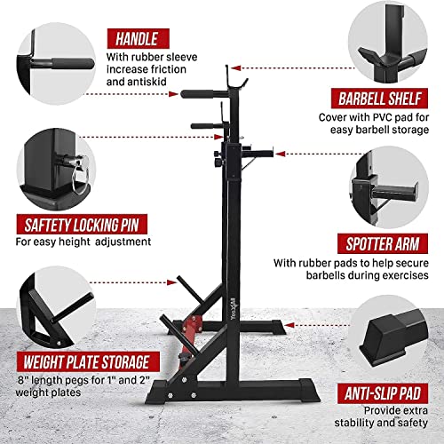 Yes4All Squat Rack for Home Gym, Adjustable Barbell Stand Rack, Multi-Function Weight Lifting, Dip Bar Station, Bench Press Rack Stand, Weight Plate Storage - Capacity Up to 600LBS - color: Squat Rack - 500 lbs