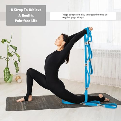 Stretching Strap Yoga Strap with 10 Loops, Non-Elastic Stretch Band for Physical Therapy, Flexibility, Exercise, Pilates, Dance & Gymnastics Workout