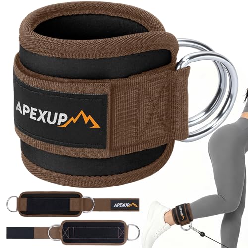 Ankle Strap for Cable Machine, Ankle Resistance Bands, Cable Kick Back Ankle Straps for Gym, Glute Workouts, Leg Extensions, Adjustable Straps with Neoprene Padding - color: Black+Mocha, style: Single