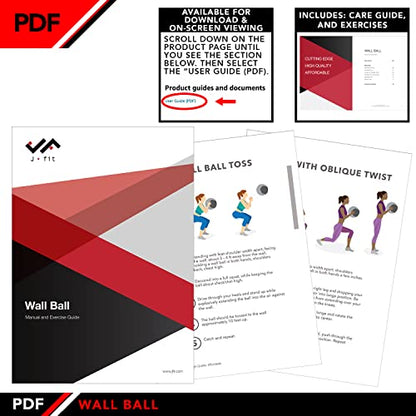 JFit Wall Ball – Premium Soft Weighted Exercise Ball for Strength, Conditioning, Gym & Home Workouts, 4-30 LB - color: Red/Black, style: 4-Pound