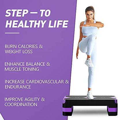 GYMMAGE Aerobic Exercise Step, Adjustable Height, - color: Purple