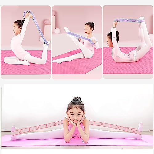 Stretch Straps with Loops for Exercise - 2 Pcs Yoga Stretching Straps for Kids, Elastic Resistance Bands 8 Loops for Dance, Gymnastics, Pilates & Flexibility Training