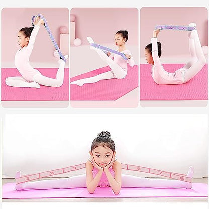 Stretch Straps with Loops for Exercise - 2 Pcs Yoga Stretching Straps for Kids, Elastic Resistance Bands 8 Loops for Dance, Gymnastics, Pilates & Flexibility Training