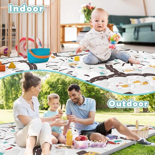 Palopalo 47x47 Foam Baby Floor Play Mat with Train Track Design - 0.8in Thick Cushioning Playmat for Safety, Non-Slip Playpen Mat for Infants & Toddlers, Perfect for Sensory & Motor Skill Development