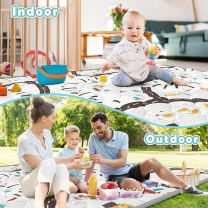 Palopalo 47x47 Foam Baby Floor Play Mat with Train Track Design - 0.8in Thick Cushioning Playmat for Safety, Non-Slip Playpen Mat for Infants & Toddlers, Perfect for Sensory & Motor Skill Development