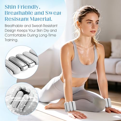 Wrist Weights for Women & Men, 2lb Silicone Wrist Ankle Weights - color: Grey