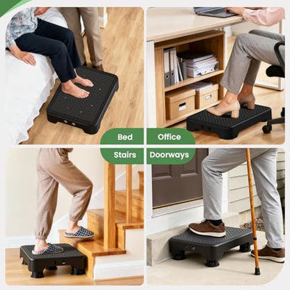 SOYO Mobility One Step Stool, Heavy Duty Indoor Outdoor Non-Slip Small Step Platform Assistive Device for Adult Elderly, Standing Support and Step Riser for Car, Bed, Door, Stair, Bathroom Black-Black
