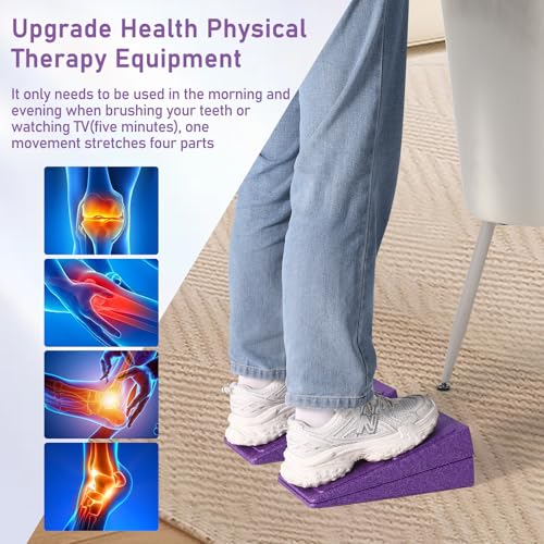 Slant Board Squat Wedge for Calf Stretching，3 Pcs 12" x 6.3" Foot Stretcher Balance Board for Plantar Fasciitis, Adjustable Foam Slant Board Wedge Great for Exercises - color: Purple