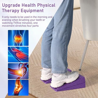 Slant Board Squat Wedge for Calf Stretching，3 Pcs 12" x 6.3" Foot Stretcher Balance Board for Plantar Fasciitis, Adjustable Foam Slant Board Wedge Great for Exercises - color: Purple