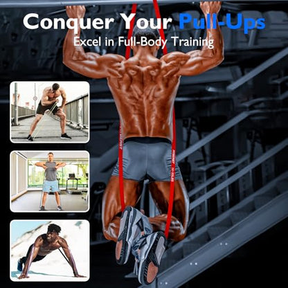 FitBeast Resistance Bands Set, Pull Up Assist Bands for Strength Training, Pilates, Yoga, Powerlifting, Stretching, Mobility Exercises, Muscle Toning, Full Body Workout - color: Rainbow（5-80 lbs)