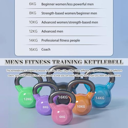 Kettlebell Weights for Women Men's Fitness Training Kettle Bells, Home Solid Cast Iron Kettle Ball, Press/Swing/Row, Shaping Equipment(Purple-8kg) - color: Purple-8kg
