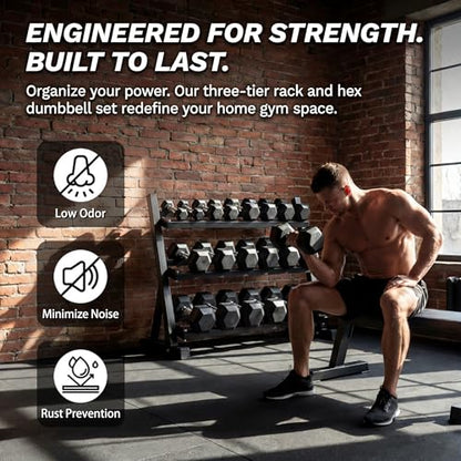 Ritafer Hex Rubber Dumbbell Set 350/450/550 lbs, Coated Encased Iron Free Weights Dumbbells Set, 6-10 Pair Dumbbells with Storage Rack for Strength Training Home Gym - style: 350LB