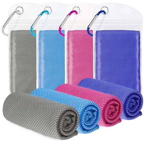 4 Pack Cooling Towels for Neck and Face(40"x12"), Cooling Neck Wraps, Ice Towel for Hot Weather, Soft Breathable Gym Towel, Cool Towel for Workout, Camping, Yoga, Sport, Running