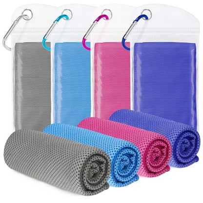 4 Pack Cooling Towels for Neck and Face(40"x12"), Cooling Neck Wraps, Ice Towel for Hot Weather, Soft Breathable Gym Towel, Cool Towel for Workout, Camping, Yoga, Sport, Running