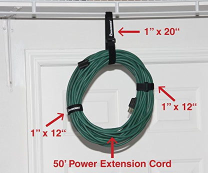 Elastic Reusable Cinch Straps 1.5" x 12" - 6 Pack Multipurpose Quality Hook and Loop Securing Straps
