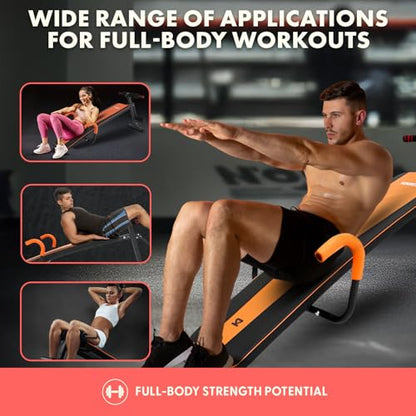 Adjustable Decline Sit-Up Bench for Abs with Handrail, Five Level Abdominal Bench for Core Training, Reverse Crunch Handle, Heavy-Duty Home Gym Sit Up Exercise Equipment for Core Muscles