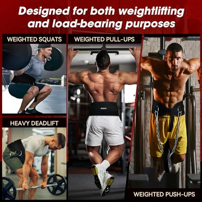 Dip Belt for Weightlifting, Weight Belt with Chain for Pullup, Weight Lifting Belt,Lifting Belt,Powerlifting Gym Belt for Pull Up, Squats, Powerlifting & Deadlift,Dip Belt,Capacity Up to 440 LBS,Waist Adjustable,Deadlifts & Added Weight Training
