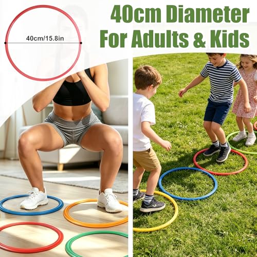 40 Pcs Speed and Agility Training Equipment, 16.5 Inch Hopscotch Rings, Footwork Hoops for Sports