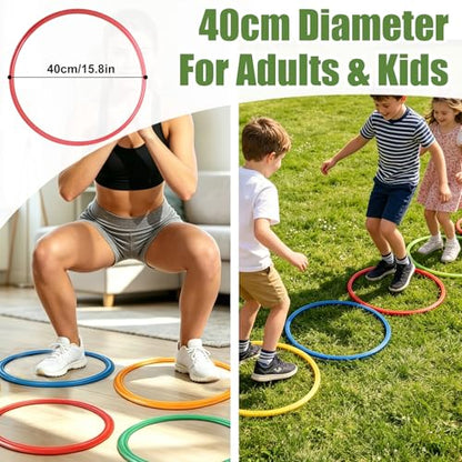 40 Pcs Speed and Agility Training Equipment, 16.5 Inch Hopscotch Rings, Footwork Hoops for Sports