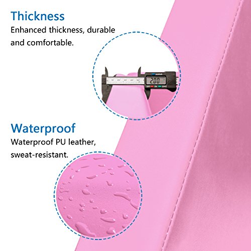 Bonnlo Folding Exercise Aerobics Mat, 6ft x 2ft x 2in PU Leather Mats with Carrying Handles with Hook & Loop Fastener for MMA, Stretching, Cheerleading Martial Arts,Gymnastic
