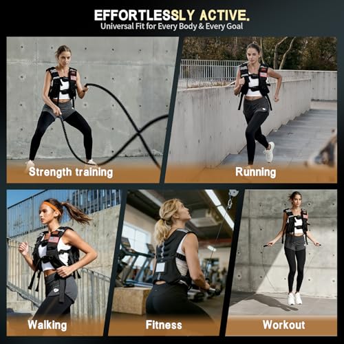 Weighted Vest for Men Women, 8lb/12lb/16lb/20lb/30lb/40lb Fixed Weight, Plus Size Fitness Vest with Phone Pocket & Reflective Strips for Walking Running Rucking Strength Training - size: 12lb