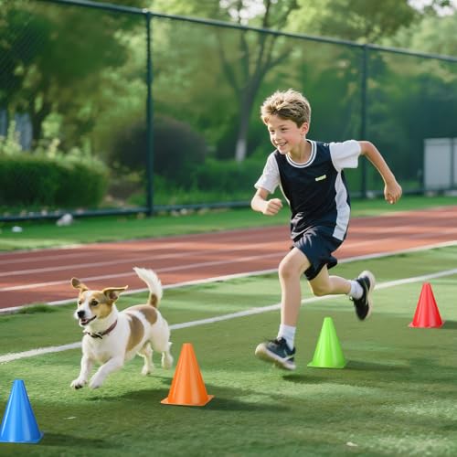 12pcs Cones 7 Inch Soccer Cones and Plastic Traffic Cones, Durable Cones for Sports Training, Ideal for Soccer, Basketball, Football, Skating, and Agility Drills Practice