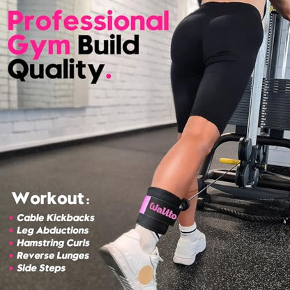 WALITO Ankle Resistance Bands with Cuffs, Exercise Bands for Legs and Butt, Booty Workout Equipment for Kickbacks and Hip Fitness Training