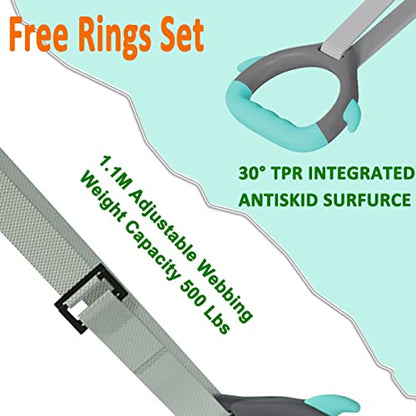 Gymnastics Bar for Kids with Rings Set, 7 Heights Adjustable Easy Folding Gymnastic Training Bar Kids Monkey Horizontal Bars - Max Load 300LBS