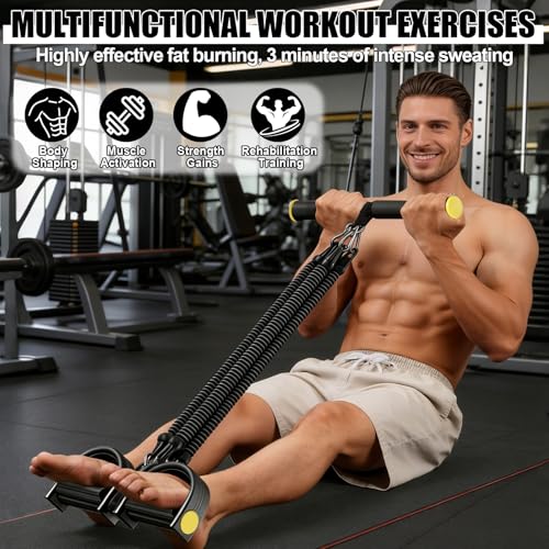 Pedal Resistance Band,Multifunction Adjustable Sit-up Bodybuilding Abdominal Trainer,Elastic Pull Rope Fitness Equipment for Abdomen,Waist,Leg,Arm,Home Gym Workout,Postpartum Recovery&Body Shaping