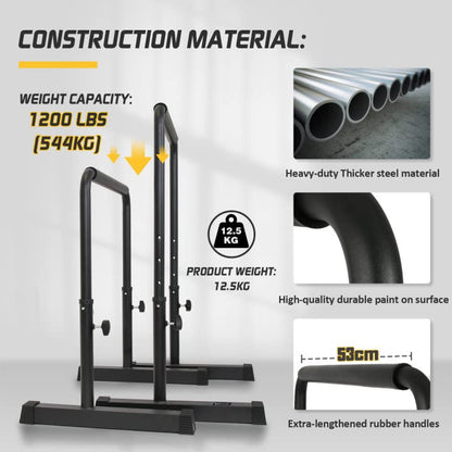 POWER GUIDANCE Dip Bar, Dip Stand Station for Full Body Strength Training, Adjustable Height 30Inches - 38.6Inched, 3 Colors Available - color: 2. black