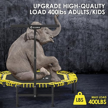 38in/48in Folding Trampoline - Max Load 220lbs / 450lbs Trampoline Rebounder Trampoline with Adjustable Foam Handle, with safty Padded Cover Best Gift