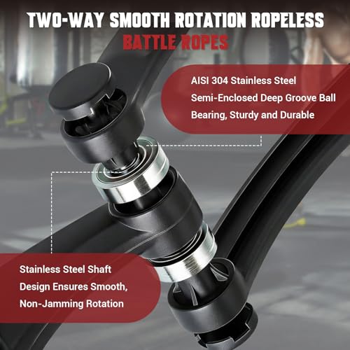 Rotating Ropeless Battle Rope, Weighted Cordless Battle Ropes for Home Gym with Quiet Bearings, Portable Battle Rope Sticks for HIIT, Cardio, Strength Training, Fitness Equipment for Men & Women(2PC)