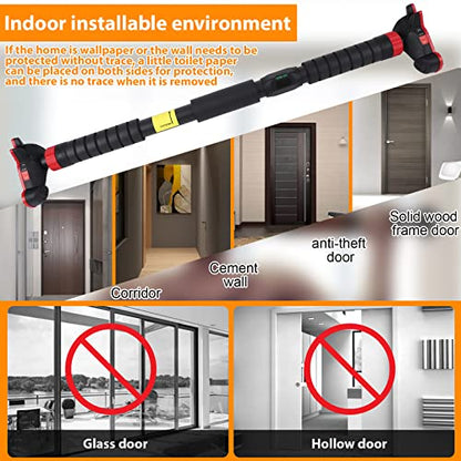 Garvee 27-42in Adjustable Pull Up Bar for Doorway Without Screws, Pull Up Bar with Level Meter and Auto Lock, Heavy Duty 440 LBS for Home Gym Strength Training and Upper Body Workout