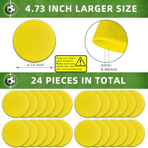 Poly Spot Markers 4.73 inch/10 inch 12 Pcs Non-Slip Rubber Agility Training Markers Floor Dots Flat Field Cones for Football, Soccer, Basketball, School Exercise Drills, Dance Practice