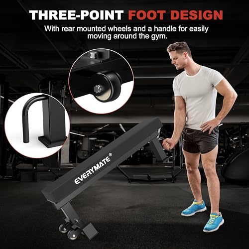 Flat Bench, 4" Thick HeftyGrip Vinyl Pad, Rated 1,200 LB, Flat Benches for Home Gym & Strength Training, Professional Grade Flat Weight Bench Made of Heavy Duty 3"*3" Tube (Black)
