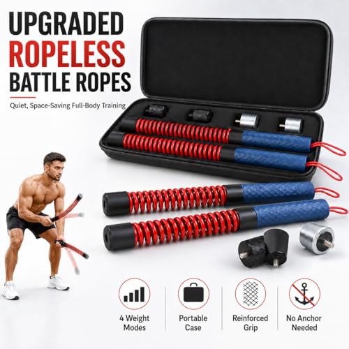 Adjustable Weighted Ropeless Battle Rope, Progressive Weight Training for Home & Small Spaces, Light Weight for Fast Cardio, Heavy for HIIT Challenge, Beginner, Home Gym, Activate Training State