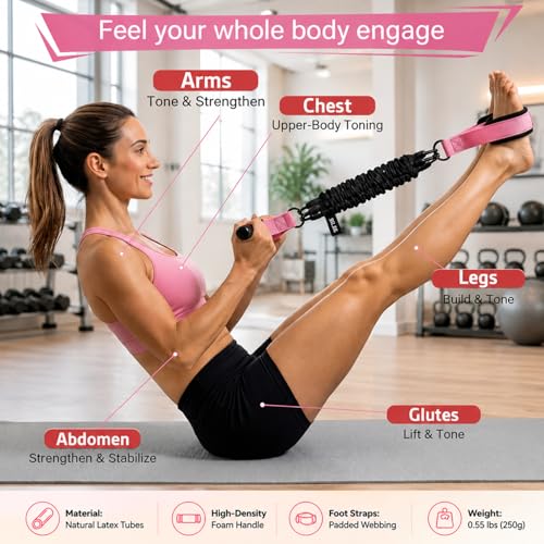 Upgraded Pedal Resistance Band with Handle,3 Tube Adjustable Resistance Bands(35/70/105 lbs),Foot Pedal Resistance Band for Abdomen,Core,Arm,Legs,Body,Resistance Bands for Women & Men