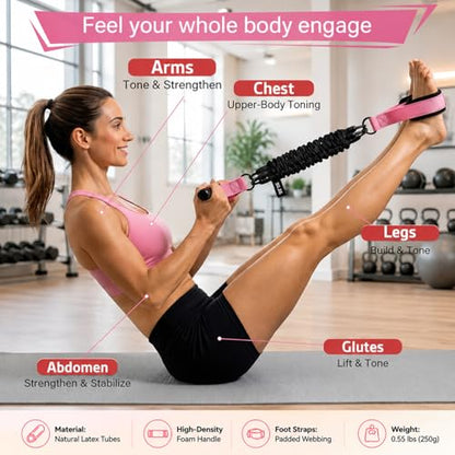 Upgraded Pedal Resistance Band with Handle,3 Tube Adjustable Resistance Bands(35/70/105 lbs),Foot Pedal Resistance Band for Abdomen,Core,Arm,Legs,Body,Resistance Bands for Women & Men