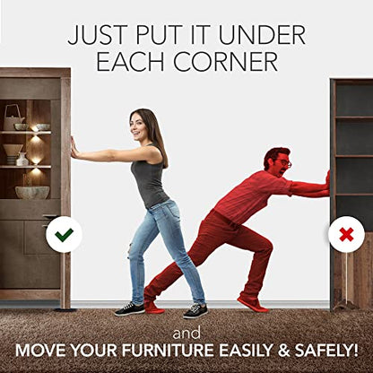 X-Protector Furniture Sliders for Carpet - 4 PCS 6" x 3 1/2" - The Best Heavy-Duty Moving Pads - Sliders for Furniture. Move Your Furniture Easily with Reusable Furniture Moving Sliders for Carpets!