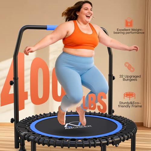 ANCHEER 40" Bungee Rebounder Trampoline with Adjustable Handle, 400LBS - color: Blue