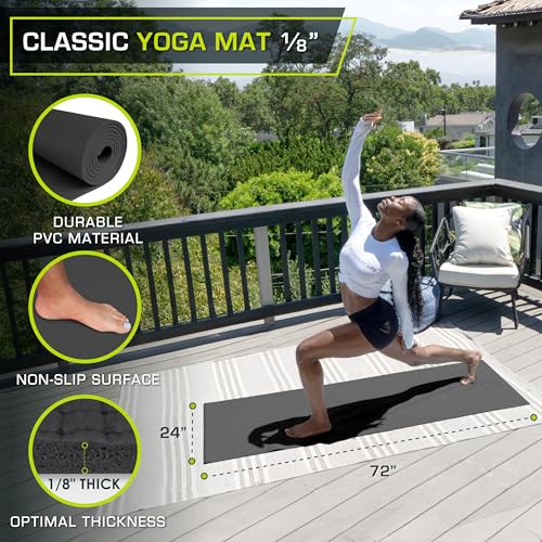 ProsourceFit Classic Yoga Mat 1/8” (3mm) Thick, Extra Long 72-Inch Lightweight Fitness Mat with Non-Slip Grip for Yoga, Pilates, Exercise