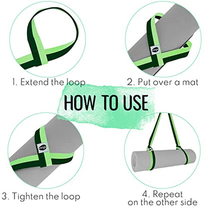TECEUM Yoga Mat Strap – Extra Soft & Thick Cotton Carrier for All Mats - color: Green Avocado, size: 64 IN