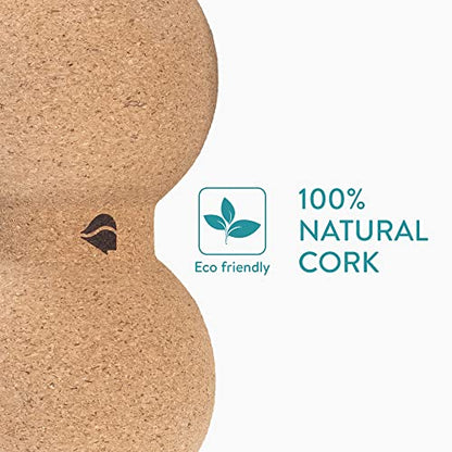 Navaris Cork Massage Roller Ball Set (3 Pieces) - Includes Cork Peanut Roller, Cork Massage Ball, Cork Mini Roller - Rollers for Back and Muscles