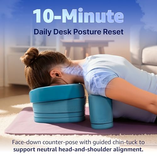 G.StretchAid Face-Down Posture Corrector for Tech Neck & Rounded Shoulders, Guided Chin-Tuck, 4-Level Cervical Support, Neck Stretcher, Travel Case