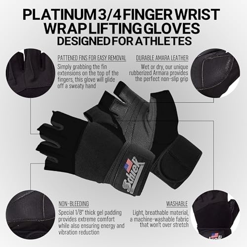 Schiek Sports 540 Platinum Lifting Gloves - Weightlifting Gloves with Wrist Wrap Support for Gym Workouts - size: Large